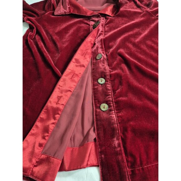 John Mark Women's Shirt Top Size S Red Long Sleeve Relaxed Fit Velvet Wired (16) - Picture 5 of 12